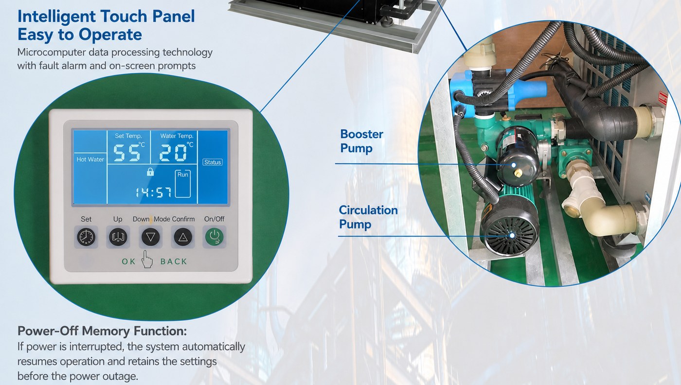 Integrated Air Source Heat Pump Water Heater for Temporary Dormitories detail 6
