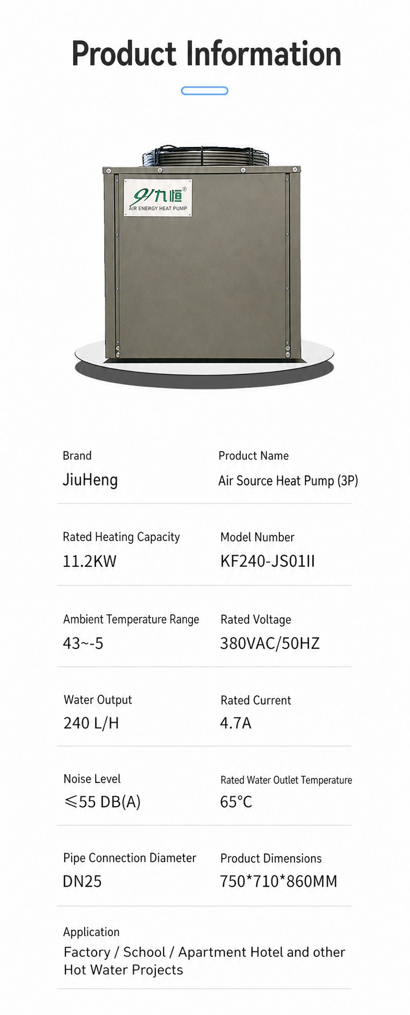 Commercial Air Source Heat Pump Water Heater for Hotels and Residential Buildings detail 9
