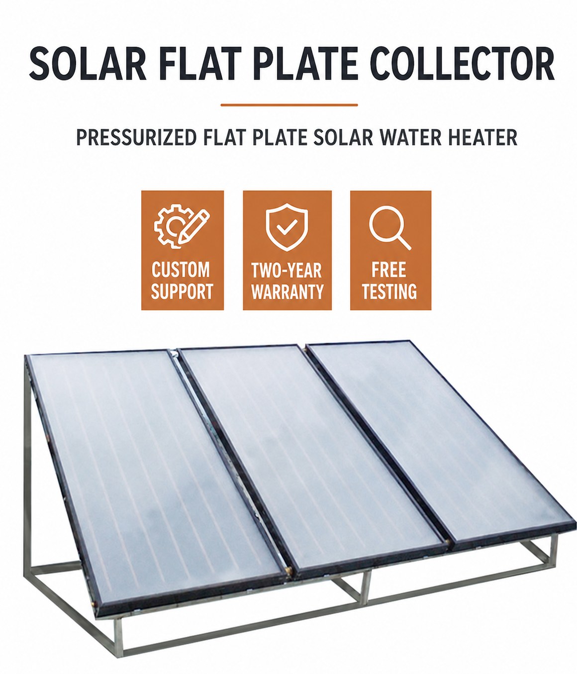 Flat Plate Solar Collector with Black or Blue Selective Coating detail 2