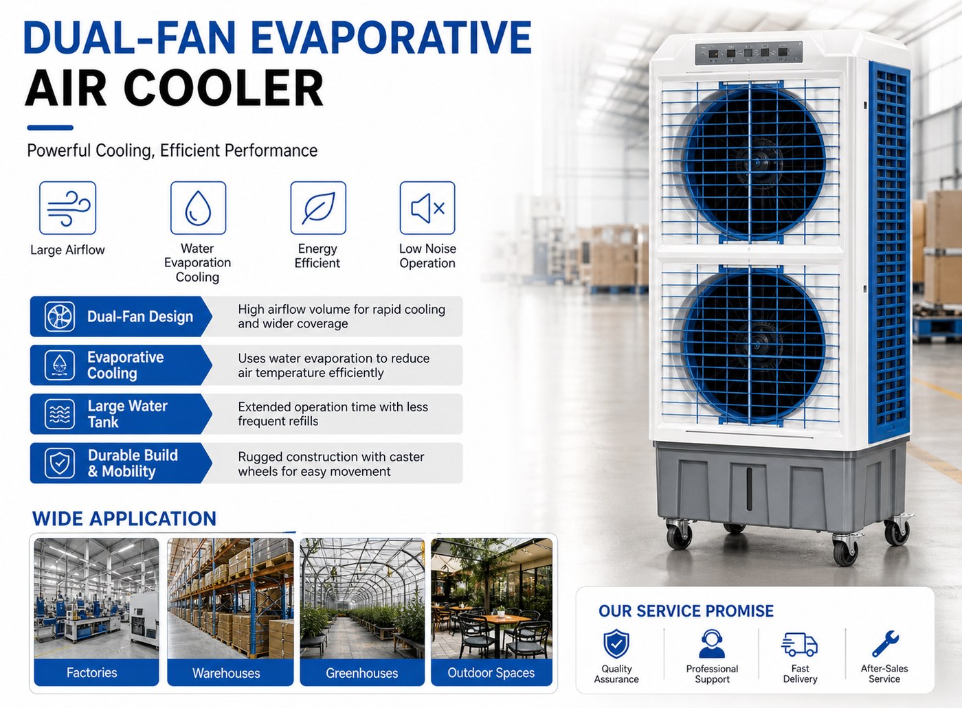 Vertical Energy-Saving Evaporative Air Cooler for Industrial Workshops detail 16