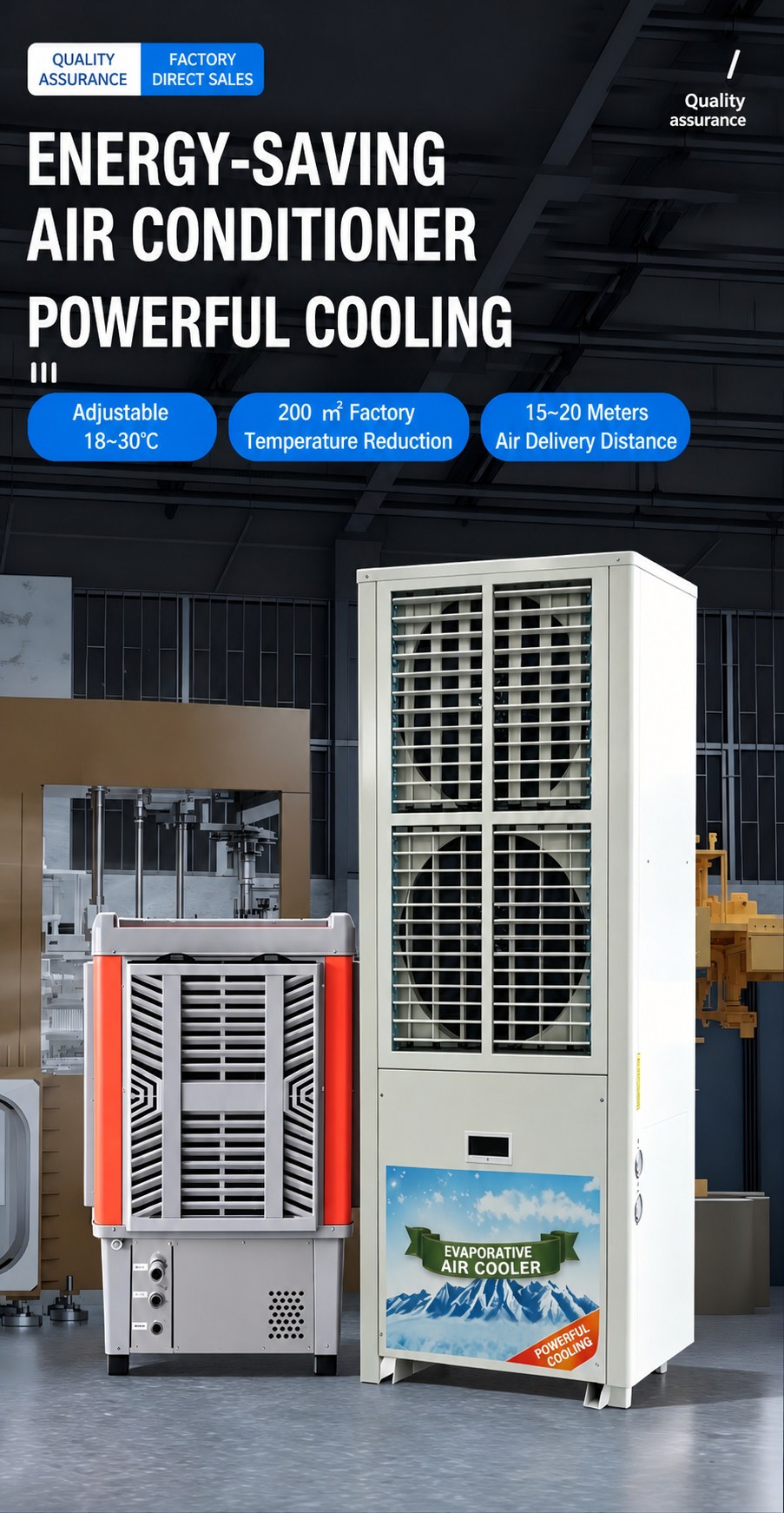 Dual-Fan High-Airflow Industrial Evaporative Cooling Air Conditioner detail 5