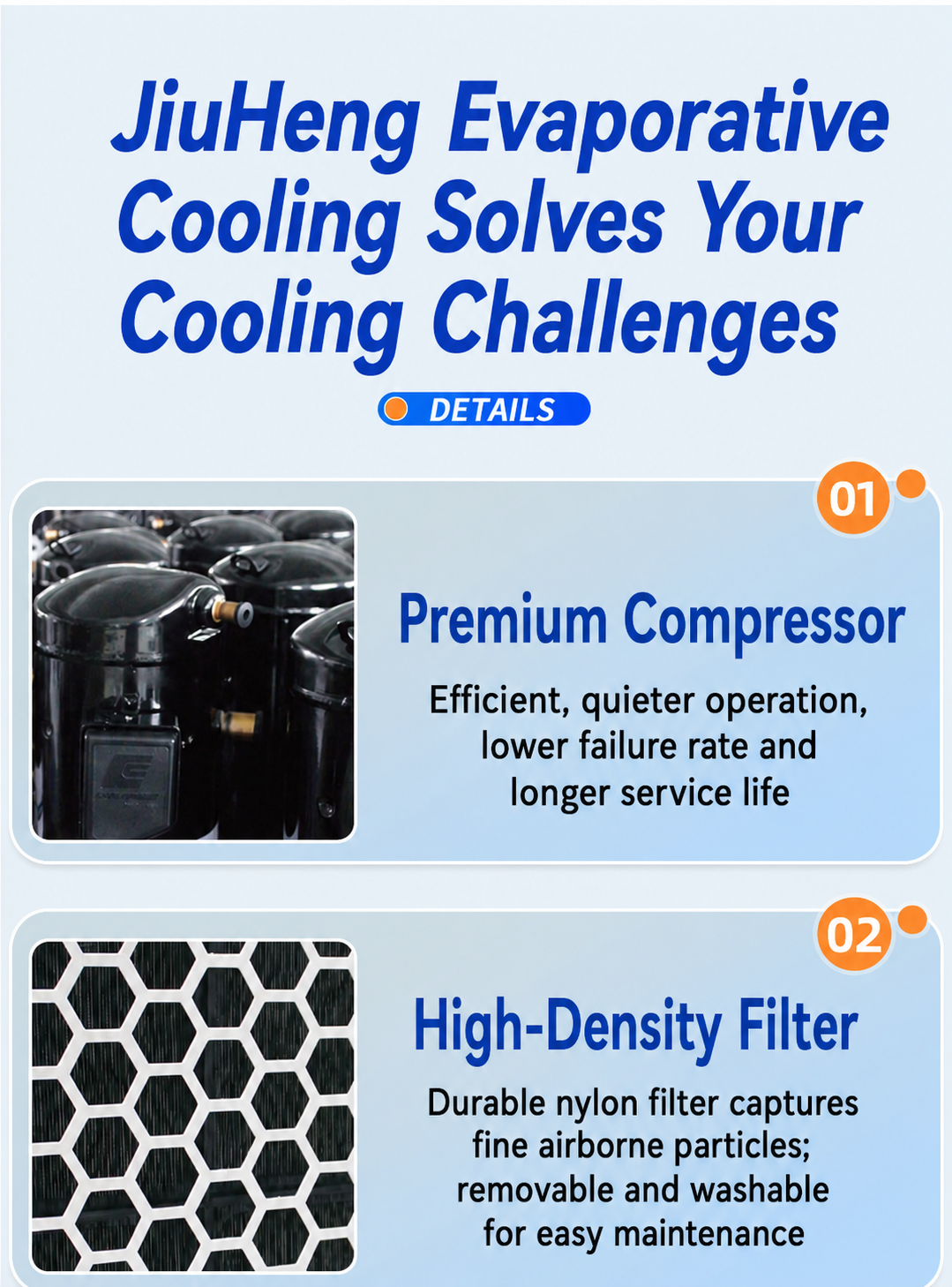 JiuHeng suspended industrial air cooler detail 5
